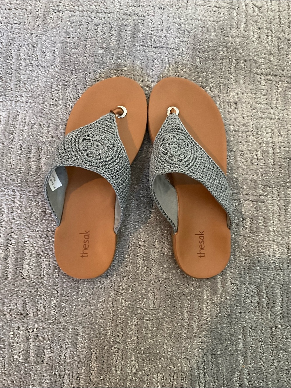 The Sak Gray Crochet Toe-Post Sandal - Tan Footbed